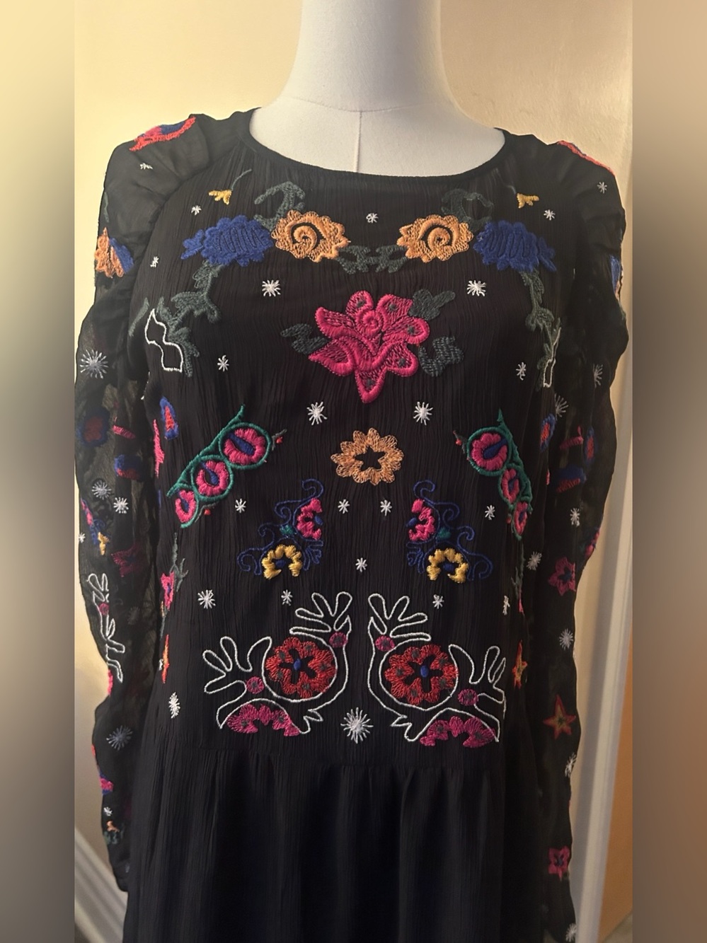 DESIGUAL Tulle Midi  Dress with colorful embroidery size extra small - Picture 13 of 16